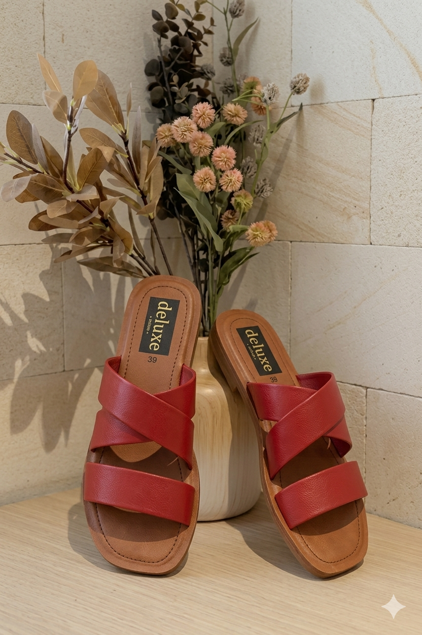 Deluxe Cross Flat Slippers