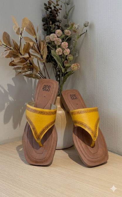 Mustard yellow slippers
