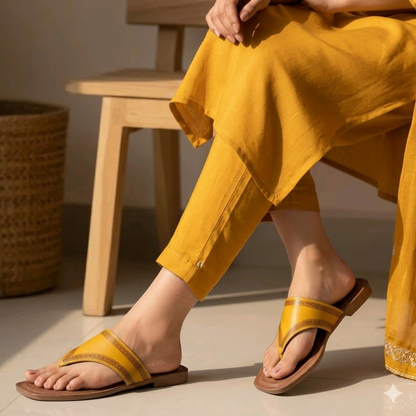 Mustard yellow slippers